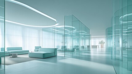Modern office concept with green glass walls