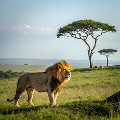 Obraz premium view of lion in the wild