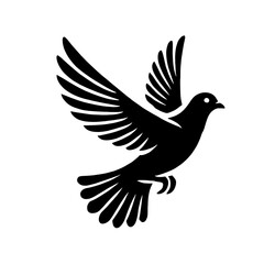 Fototapeta premium Black silhouette of a flying dove.