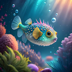 Obraz premium puffer fish baby