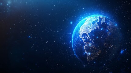 Obraz premium Digital blue background with a digital globe