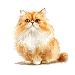 Fototapeta premium Charming Persian Cat with Long Fluffy Fur Against a Solid Black Background