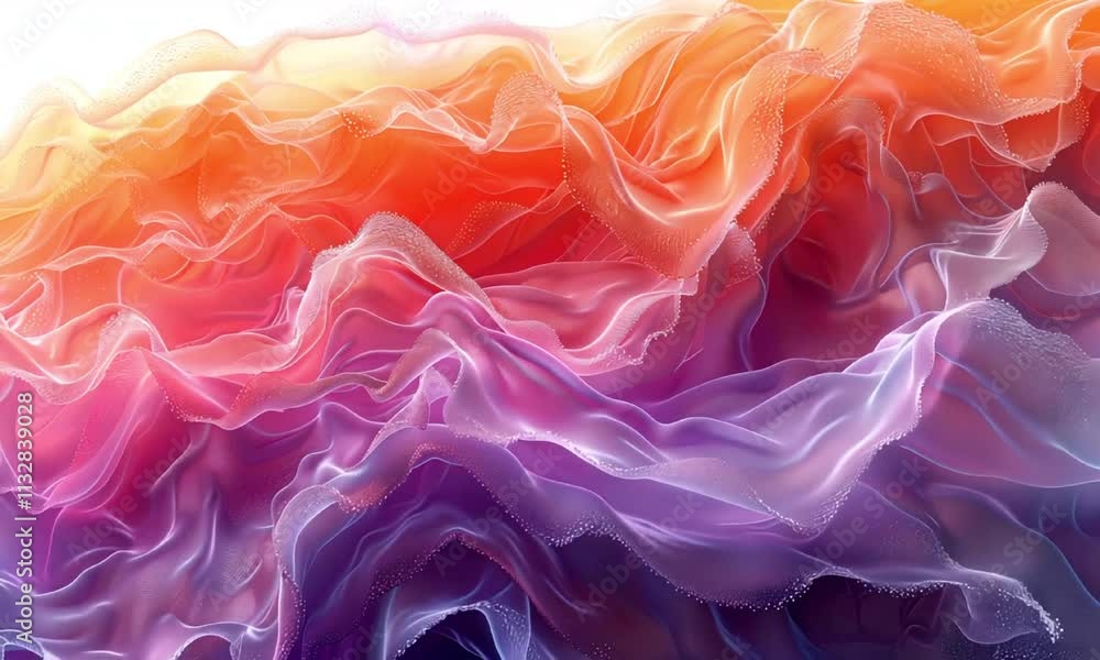 Poster abstract flowing layers of sheer fabric in warm tones video animation. soft dreamy dynamic visual an