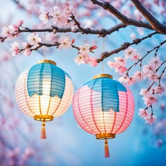 Obraz premium japanese lantern with blossom