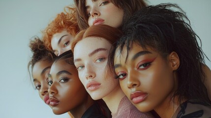 Obraz premium A group of women with different hair colors and styles are posing for a photo