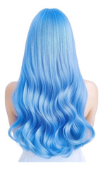 Naklejka premium Long blue hair with soft waves, showcasing vibrant and stylish look