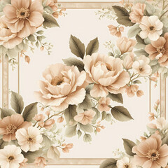 Vintage wedding card with roses