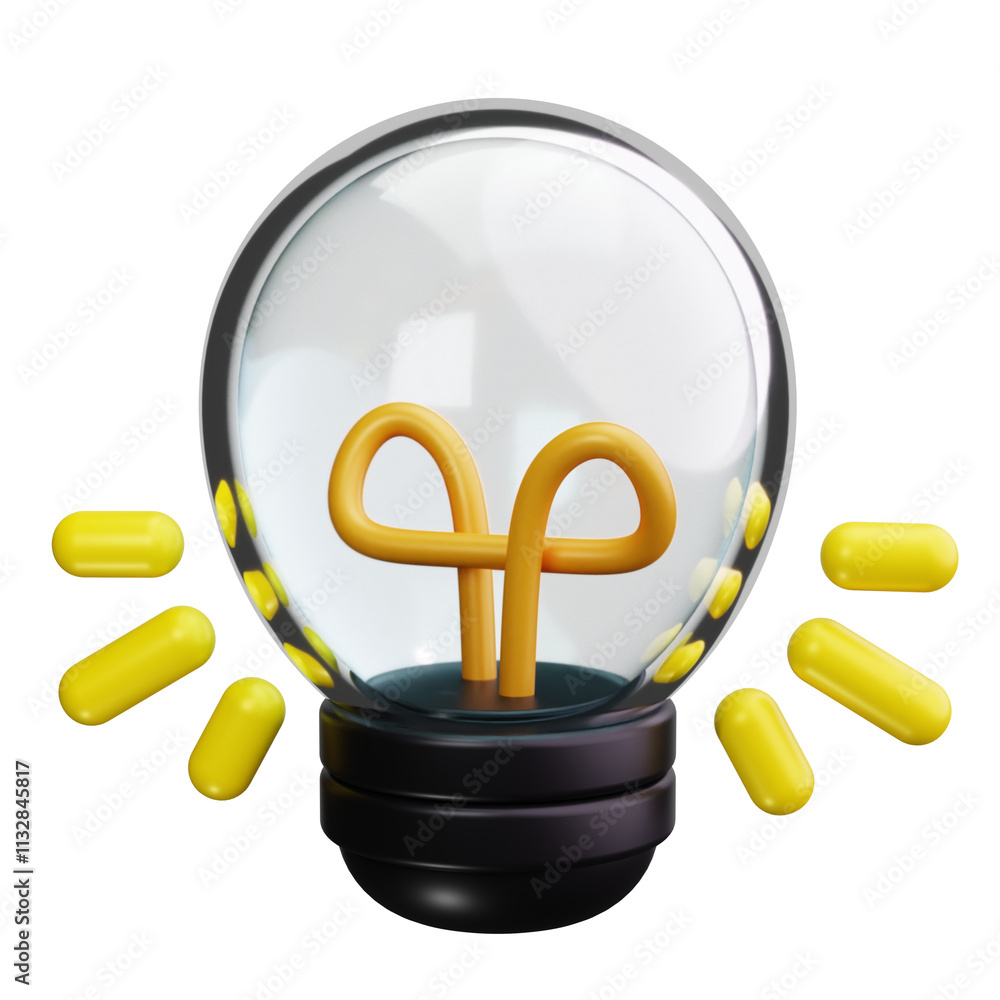 Wall mural Light Bulb 3d Render Icons