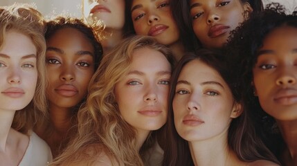 Obraz premium A group of women with different hair colors and styles are posing for a photo