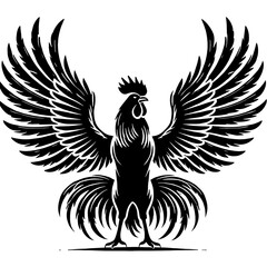 Obraz premium Majestic rooster with wings spread.