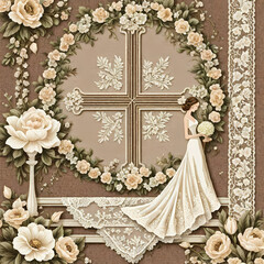 wedding invitation card with flowers