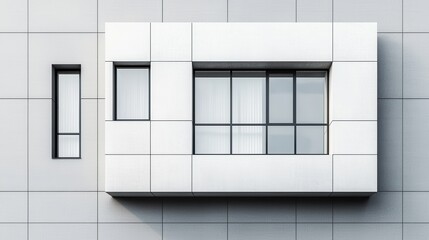 Contemporary minimalist architecture urban center aerial perspective