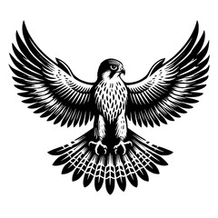 Obraz premium Black and white peregrine falcon illustration.