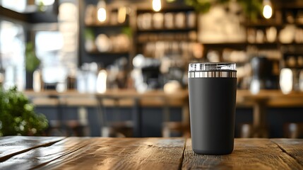 A premium stainless steel tumbler with a matte finish, customizable with branding space