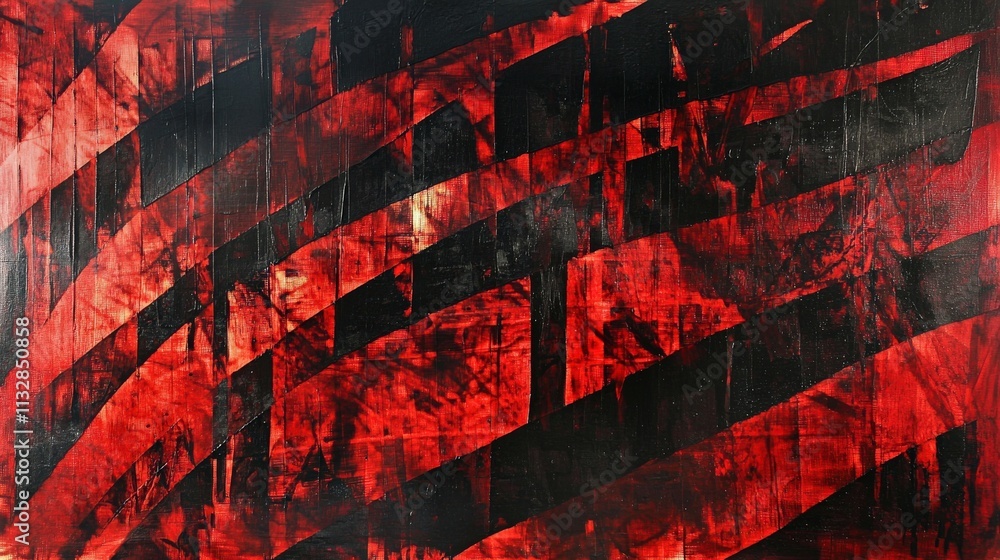 Poster dynamic layers of deep red shadows abstract art gallery setting contemporary environment artistic pe