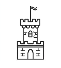 Obraz premium black line drawing of an ancient castle tower on white