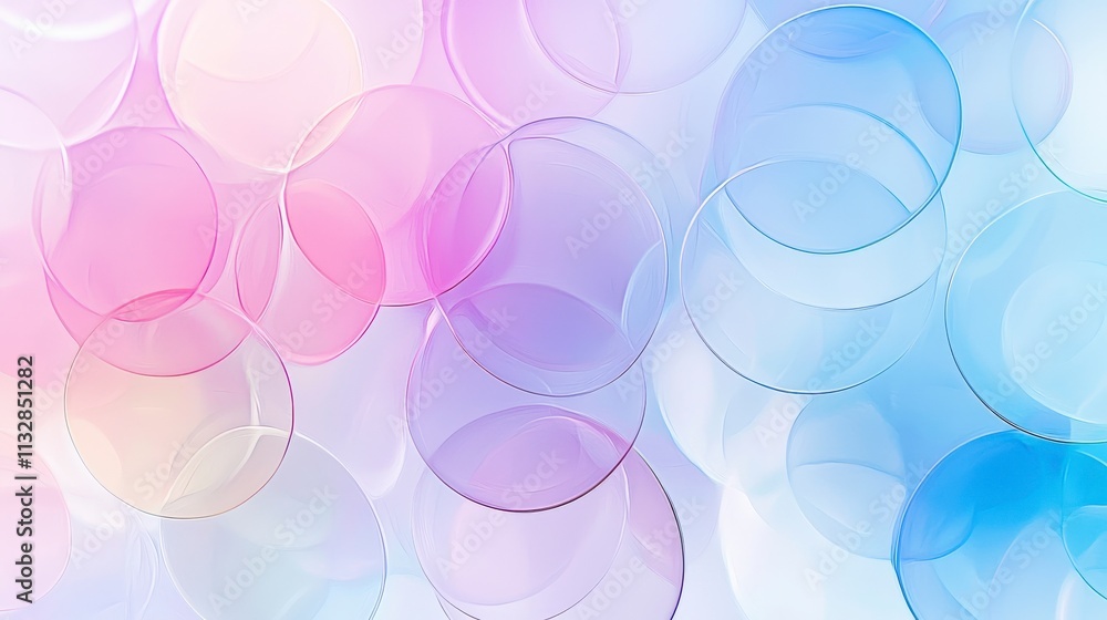 Poster Translucent overlapping circles abstract background digital art soft pastels aesthetic viewpoint design concept