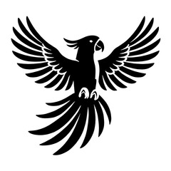 Fototapeta premium Black silhouette of a parrot in flight.