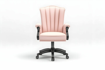Fototapeta premium Elegant pink office chair with ergonomic design and stylish armrests on a light background