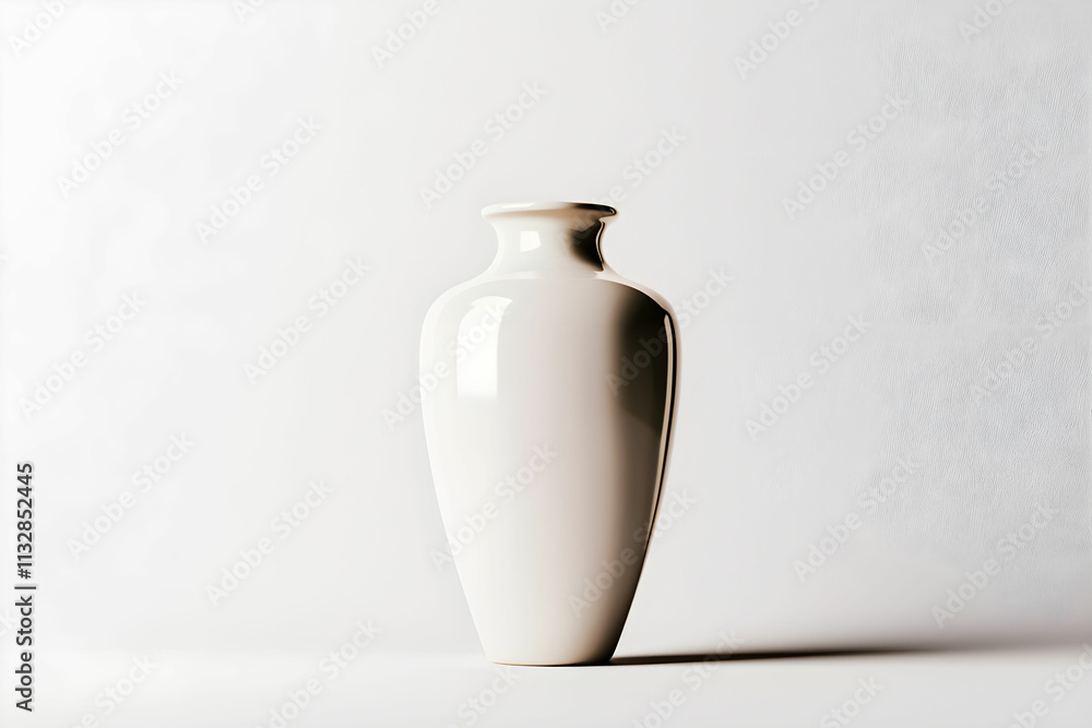 Poster elegant white ceramic vase displaying smooth curves and minimalist design on a soft background