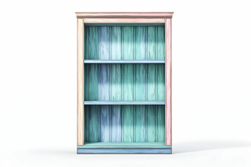 Colorful Wooden Bookshelf with Empty Shelves in Pastel Shades of Blue and Pink for Interior Decoration Use