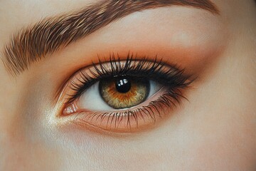 Obraz premium Close-up of a woman's eye with expertly applied makeup, showcasing stunning details.