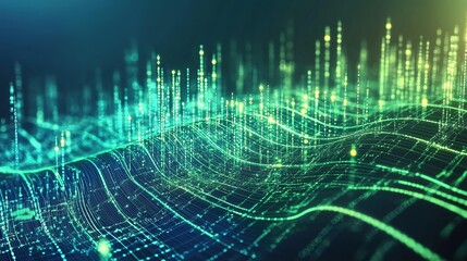 Obraz premium abstract green technology background with glowing neural networks