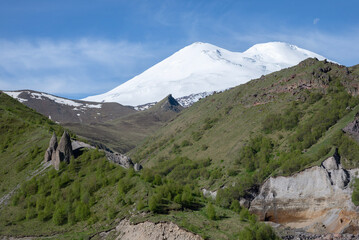 View of Elbrus in the vicinity of the tract Jily-Su, Kabardino-Balkaria