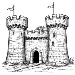 Obraz premium old medieval castle with towers 