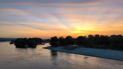 sunset by the Danube river in Novi Sad