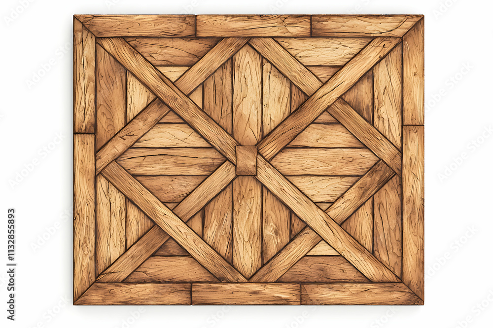 Poster intricately designed wooden panel with geometric patterns and natural textures for rustic decor and 