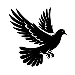 Obraz premium Black silhouette of a flying dove.