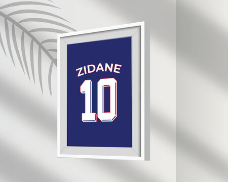 Minimalist Zidane Jersey Poster with Number 10 in Wall Art