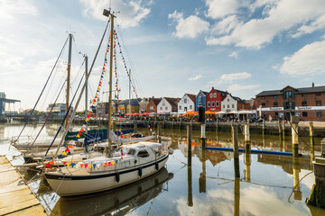 Husumer Au, Hafen, Husum, Schleswig Holstein, Deutschland