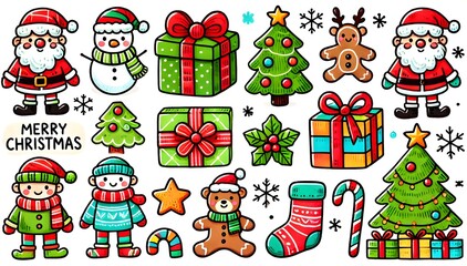 Fototapeta premium clipart stickers set of christmas elements