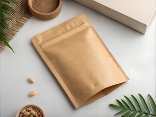 Fototapeta premium brown Kraft Paper Pouch mockup 