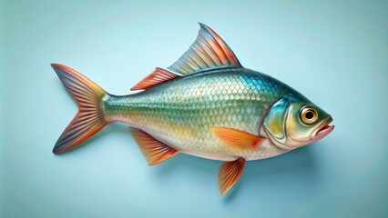 Fototapeta premium Aerial drone shot: a single fish, flat design illustration, showcasing vibrant underwater life.