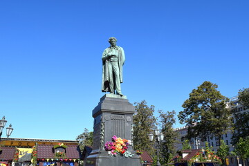  Statue of Alexander Pushkin at Pushkin square in Moscow. Created by Alexander Opekushin, opened at 6 June 1880.