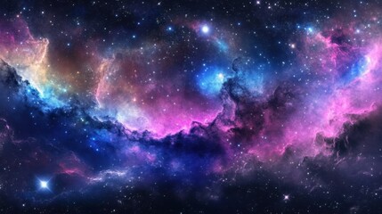 Fototapeta premium Immersive 360-Degree Equirectangular Panorama of a Colorful Nebula