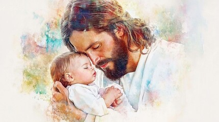 Illustrative representation of divine love through a motherly bond 