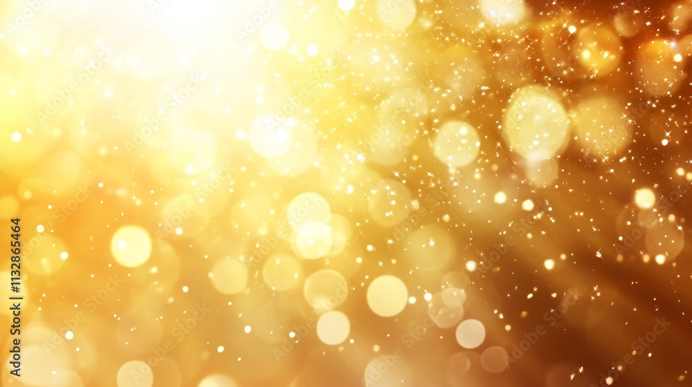 Poster a shimmering golden background with soft bokeh effects, creating a festive atmosphere.
