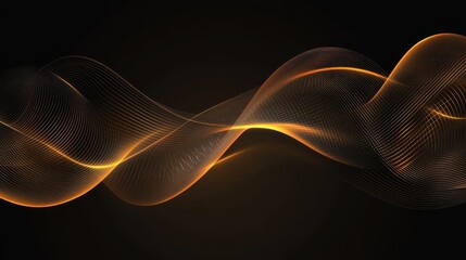 Fototapeta premium Abstract wave design featuring smooth lines and a gradient of orange and gold tones.