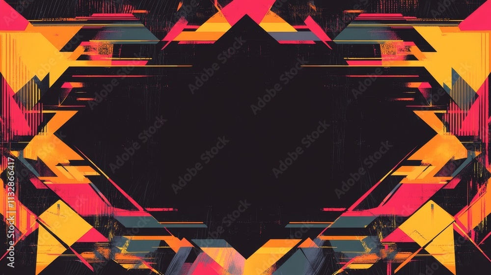 Aufkleber abstract geometric design with bright colors and dynamic shapes.