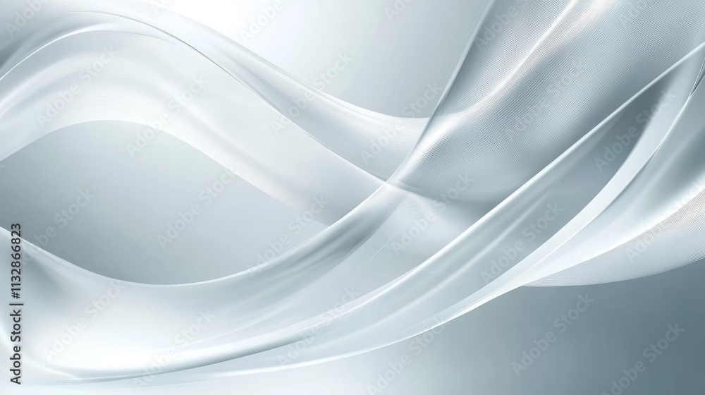 Poster soft, flowing abstract design with translucent waves in a light color palette.