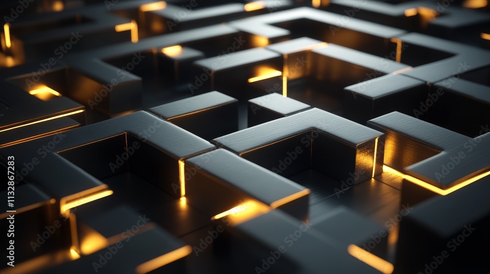 Poster a maze-like structure with illuminated pathways, suggesting exploration and complexity.