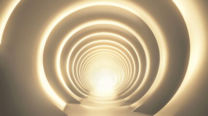 Obraz premium Infinity tunnel of stacked circles, soft gradients and ambient lights, minimalist and abstract design 