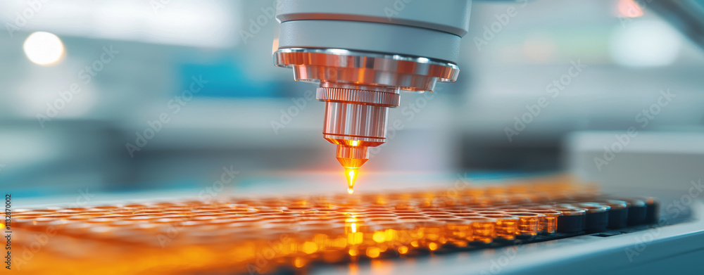 Aufkleber high tech precision machinery conducting laser based quality testing in lab