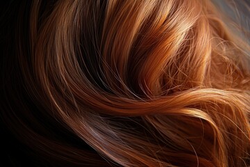 Fototapeta premium Close-up of lustrous auburn hair, showcasing its texture and shine.
