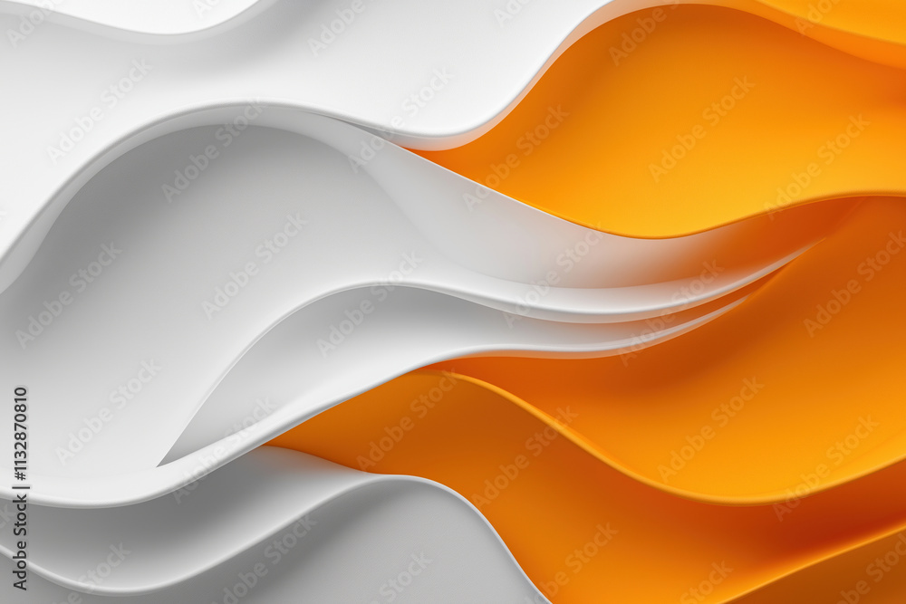 Poster colorful wavy abstract pattern of orange and white in a dynamic design