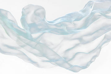 Abstract flowing teal fabric on Transparent background.